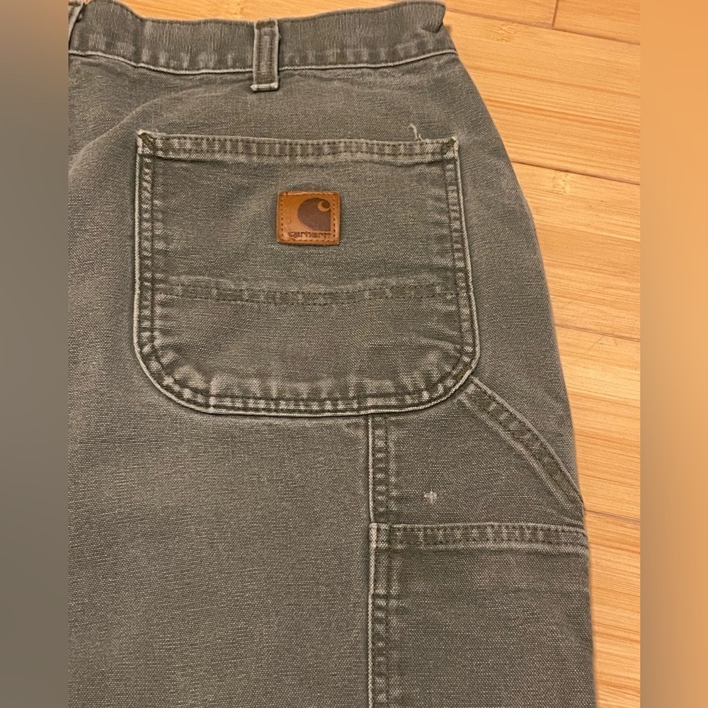 Vintage Carhartt Work Pants Duck Canvas Moss Green 36x30 - Picture 10 of 11